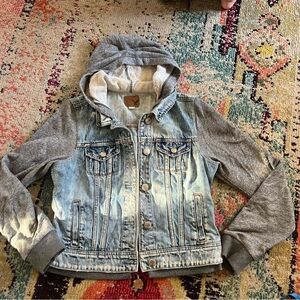 American Eagle denim jean hoodie jacket size M